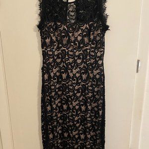 Black and nude lace bodycon dress, size M